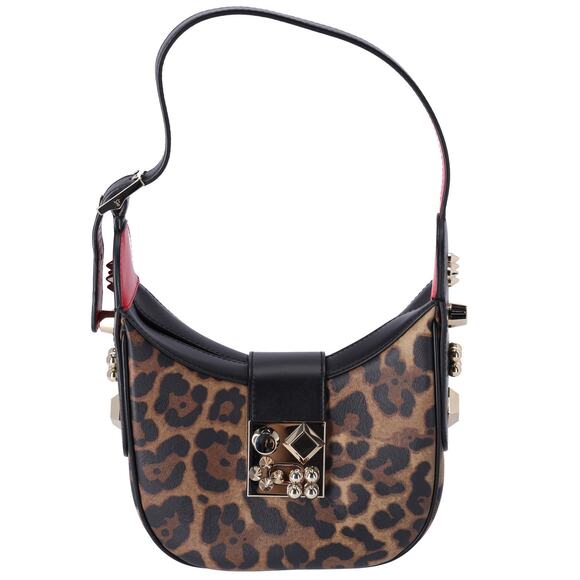 Christian Louboutin Carasky Mini Shoulder Bag Leopard Brown Black Leather - Picture 1 of 8